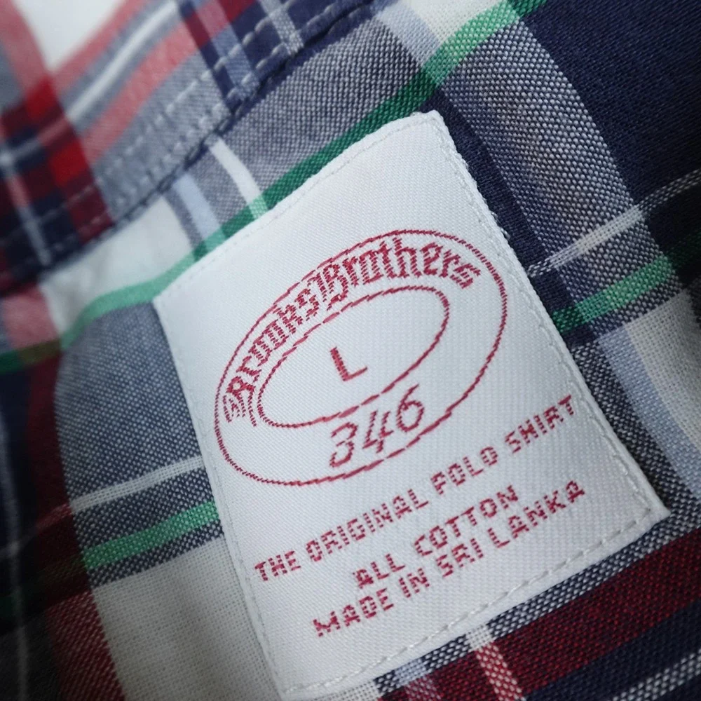 Brooks Brothers Shirt Mens L Blue Red Plaid 346 OCBD Long Sleeve Button Down Top